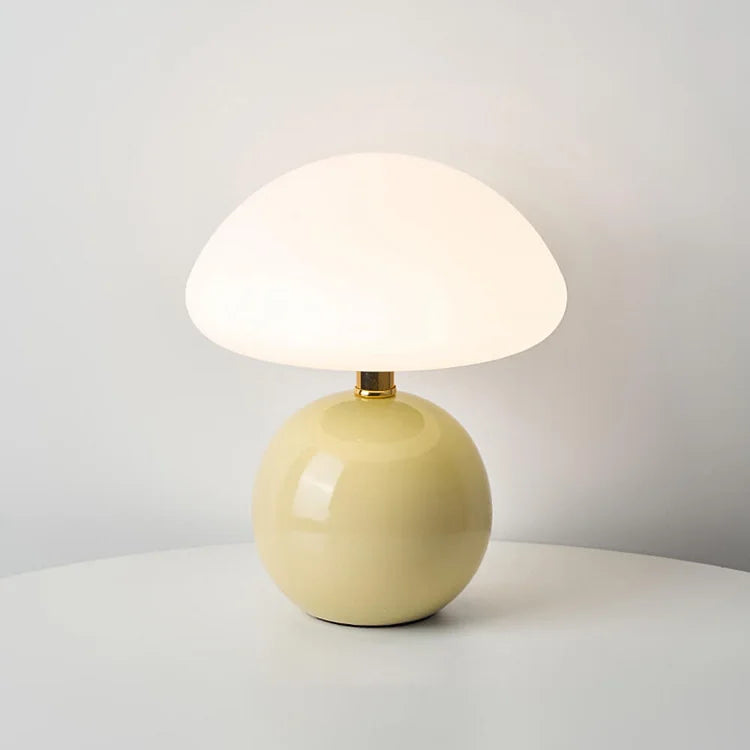 French Cream Mushroom Table Lamp with Adjustable LED Lighting