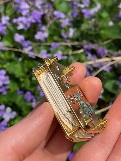 Mini Flower Press with Brass and Silver Details - Portable Botanical Keepsake Maker