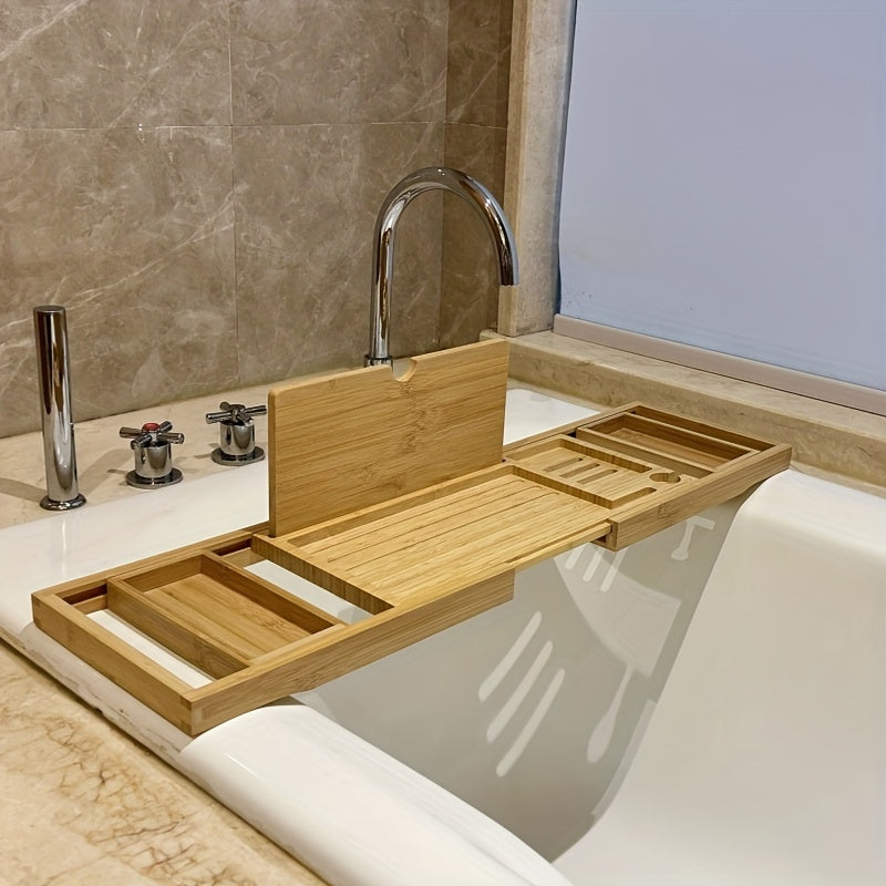 Adjustable Bamboo Bathtub Tray for Relaxation