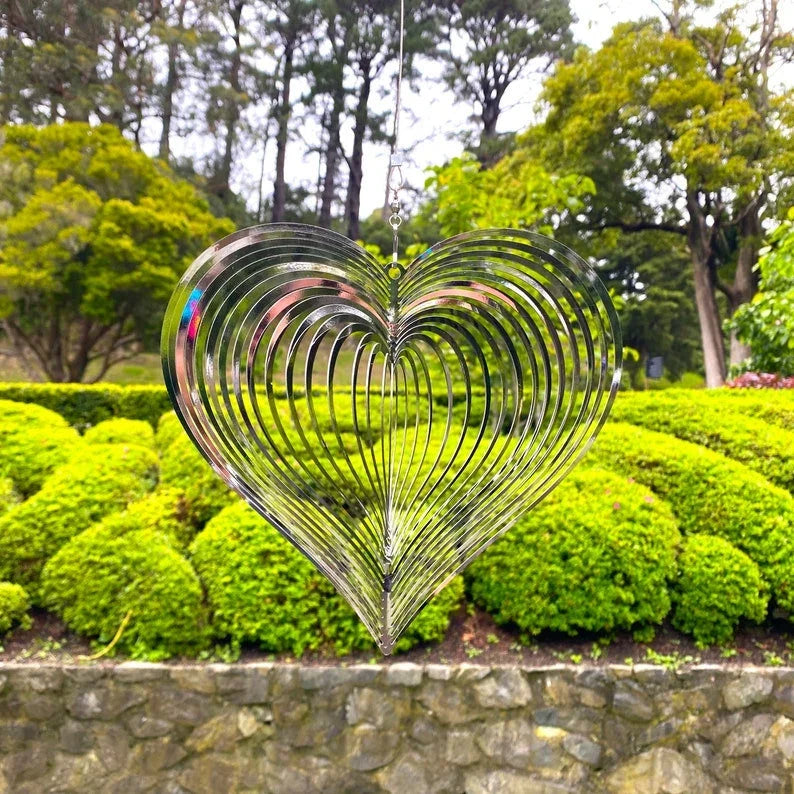 Stainless Steel Heart-Shaped Rotating Wind Spinner