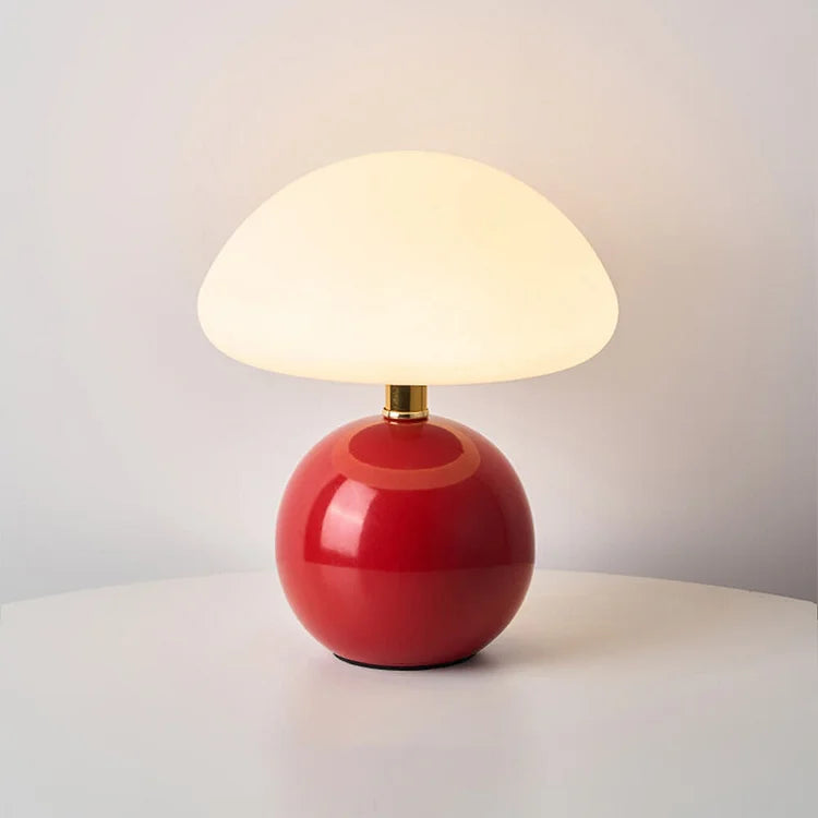 French Cream Mushroom Table Lamp with Adjustable LED Lighting