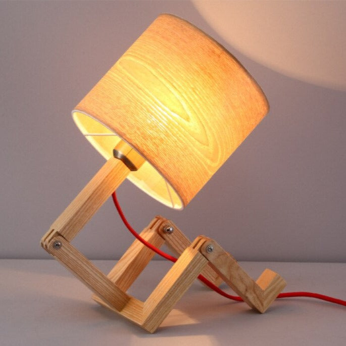 Modern Solid Wood Table Lamp with Linen Shade