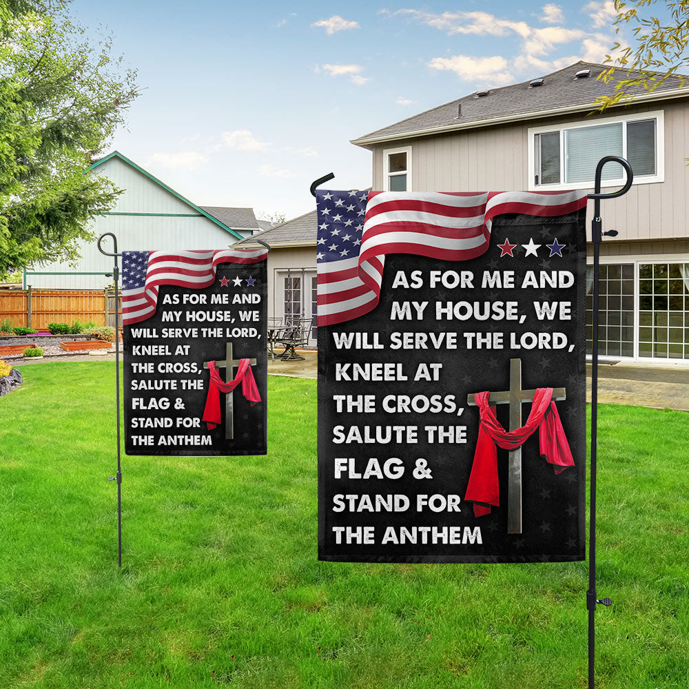 Jesus Cross American Flag - As For Me And My House We Will Serve The Lord