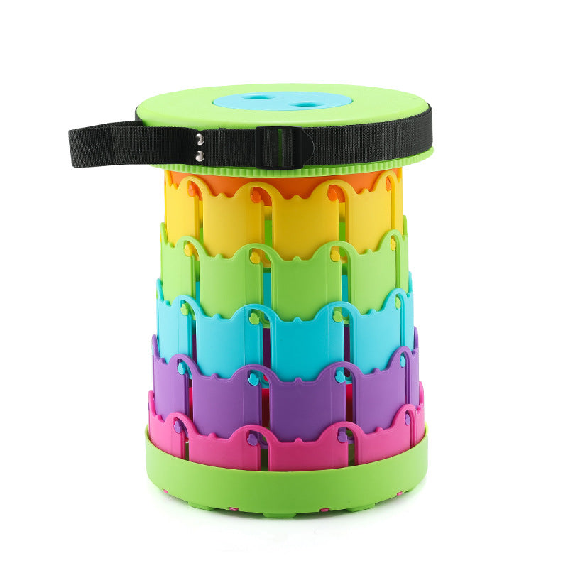 Retractable Folding Stool with Adjustable Height and High Load Capacity