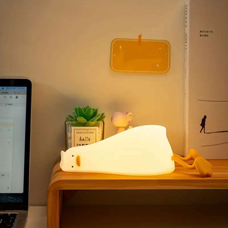 Duck-Shaped Silicone Night Lamp with Adjustable LED Light