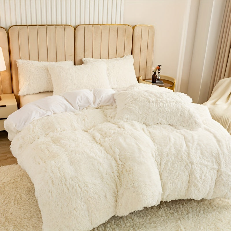 Ultra Soft Plush Duvet Cover Set with Zipper Closure