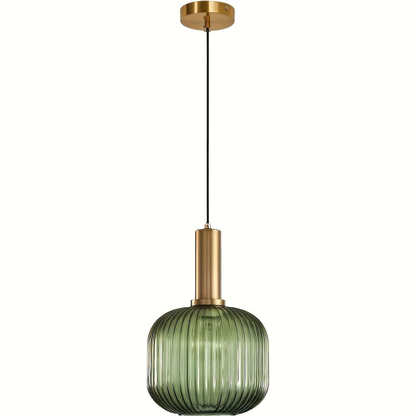 Ribbed Glass Pendant Light with Golden Finish