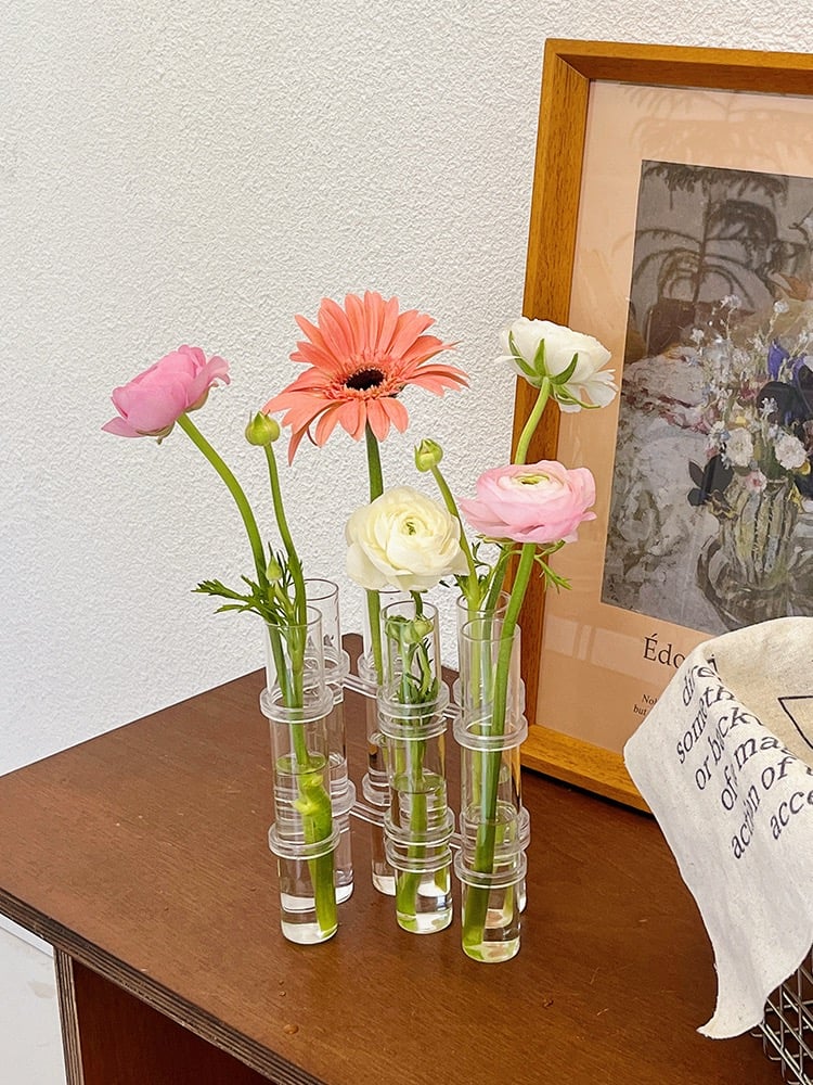 Adjustable Glass Tube Flower Vase with Hinges