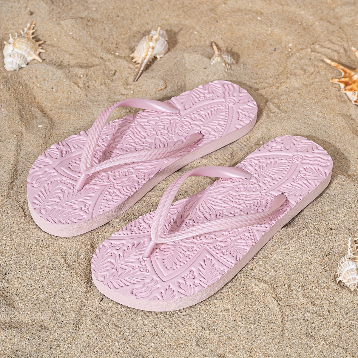 Lightweight Slip-On Women's Slippers with Embossed Leaf Pattern