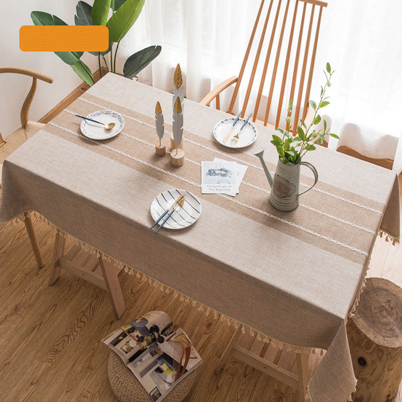 Waterproof Cotton Linen Rectangular Tablecloth - Stain Resistant, Wrinkle-Free for Dining and Events