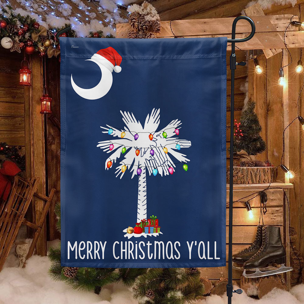 South Carolina Merry Christmas Y'all Flag - Double-Sided Canvas, 3 Sizes