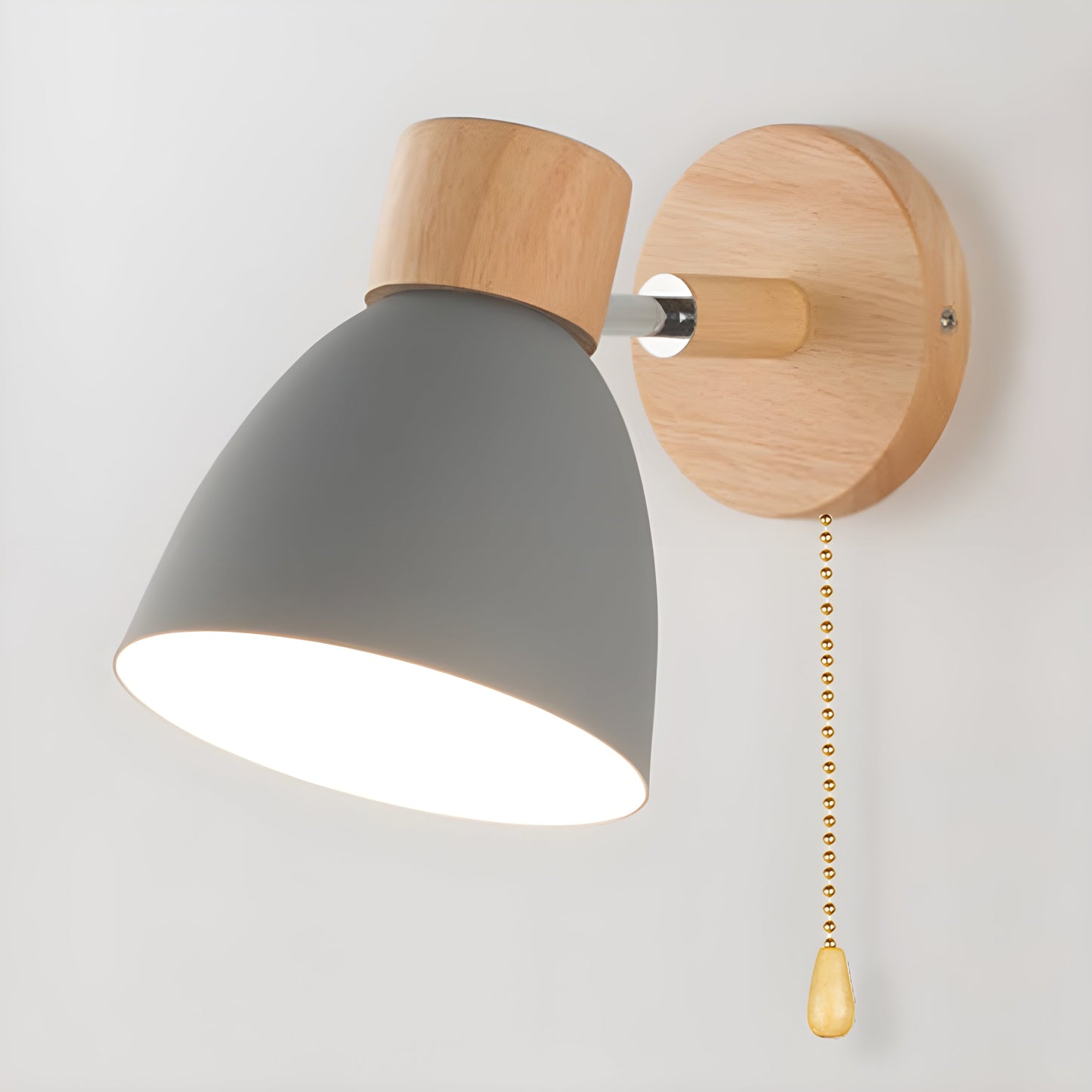 Wooden Nordic Wall Lamp with Adjustable Head and Integrated Switch