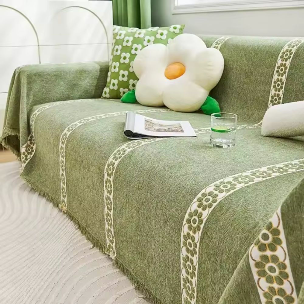 Leaf Pattern Chenille Sofa Cover