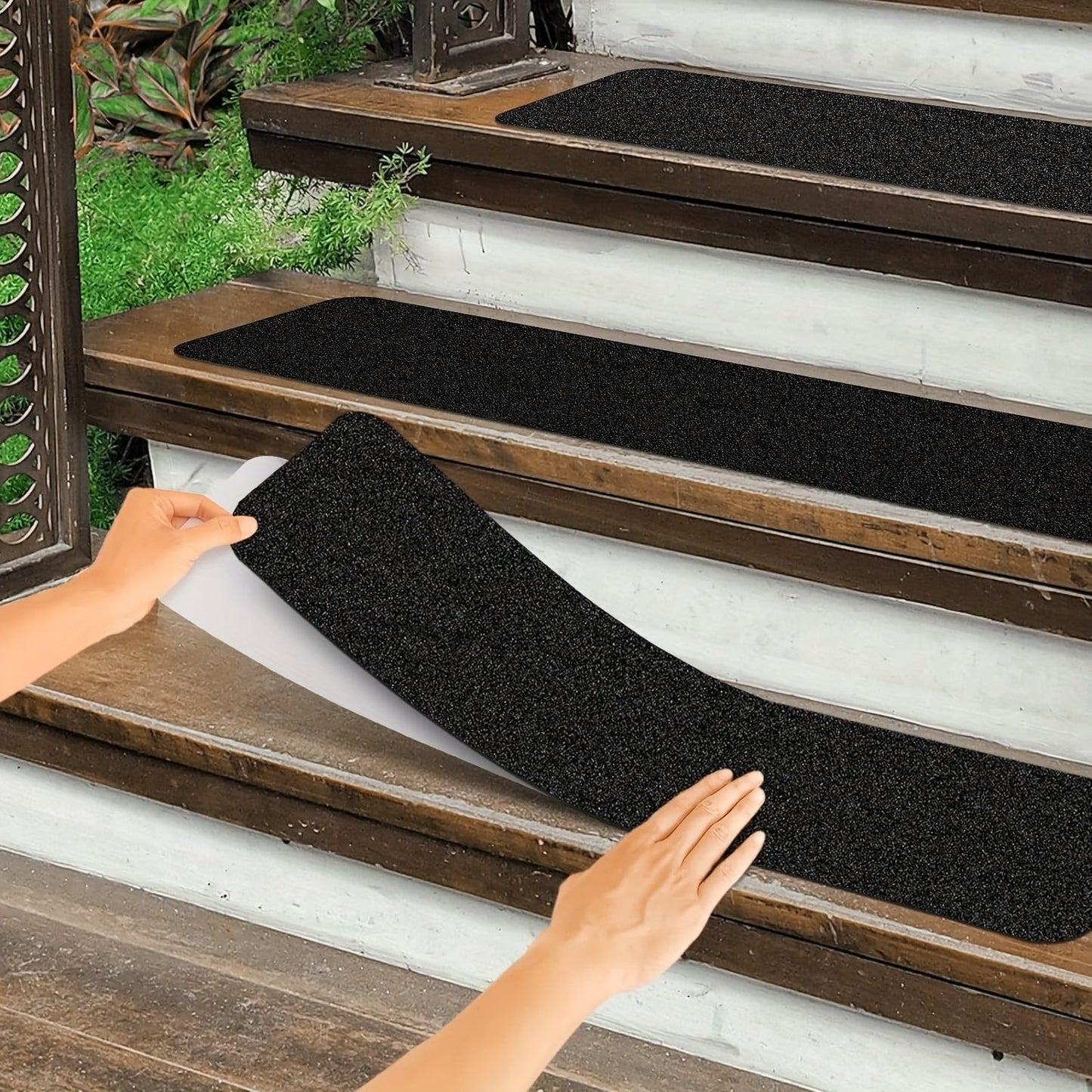 Anti-Slip Rubber Stair Tread Strips 80-Grit for Indoor Outdoor Use