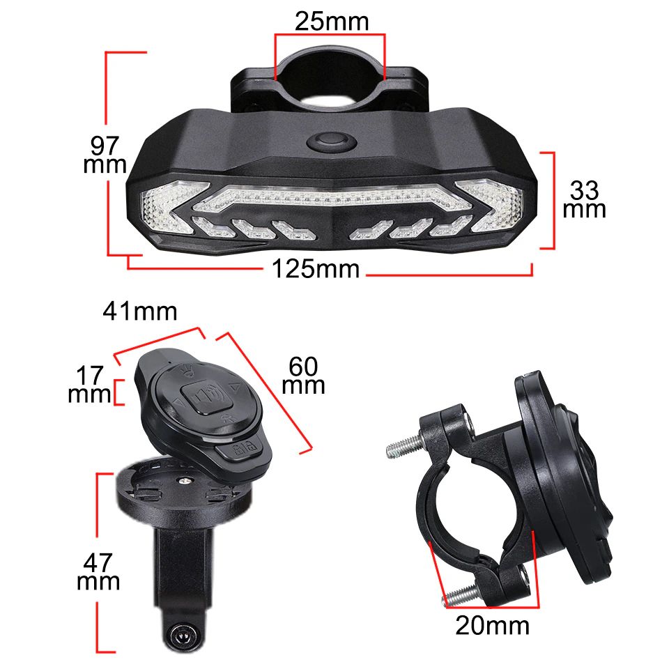 Intelligent USB Rechargeable Bicycle Rear Light with Alarm