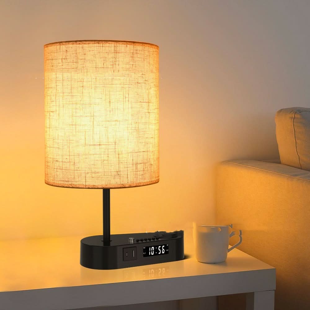 Alarm Clock with Charging Port and Table Lamp