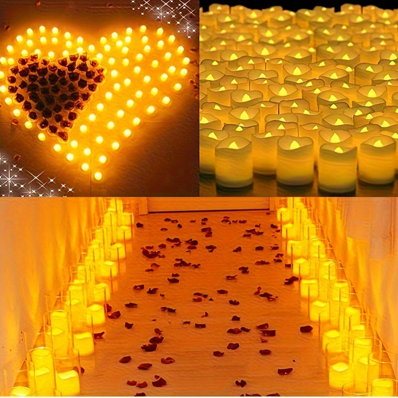 Flameless LED Tealights - Battery-Operated Flickering Candles for Weddings and Events