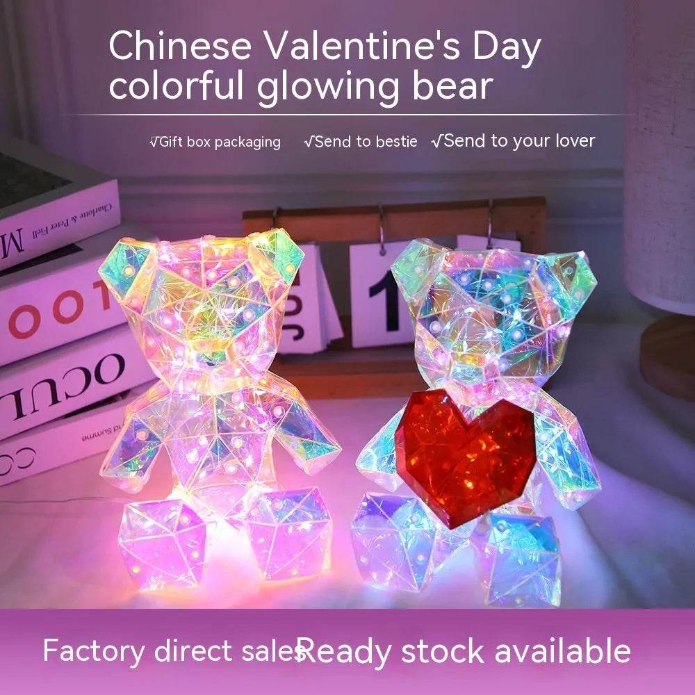 Colorful Cartoon Bear Night Light - Rechargeable Birthday and Valentine's Day Gift