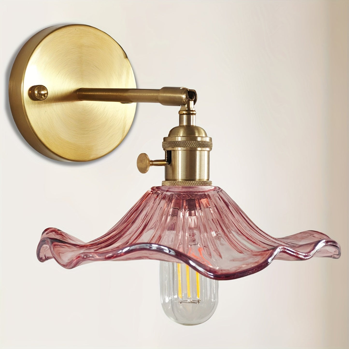 Curved Glass Wall Sconce with Brushed Brass Finish