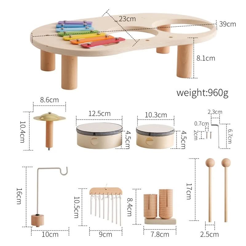 Musical Wooden Toy Set with Xylophone and Instruments for Babies 12 Months+