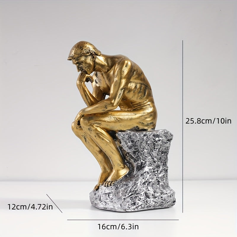 Thinker Sculpture in Beige, Silver, or Gold Finish
