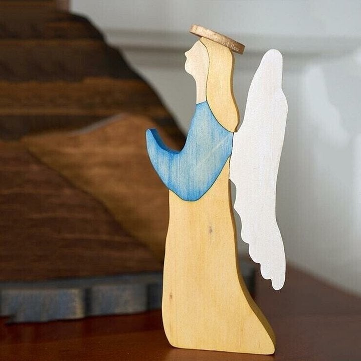 Easter Scene Wooden Christian Decor with Removable Cross and Angel