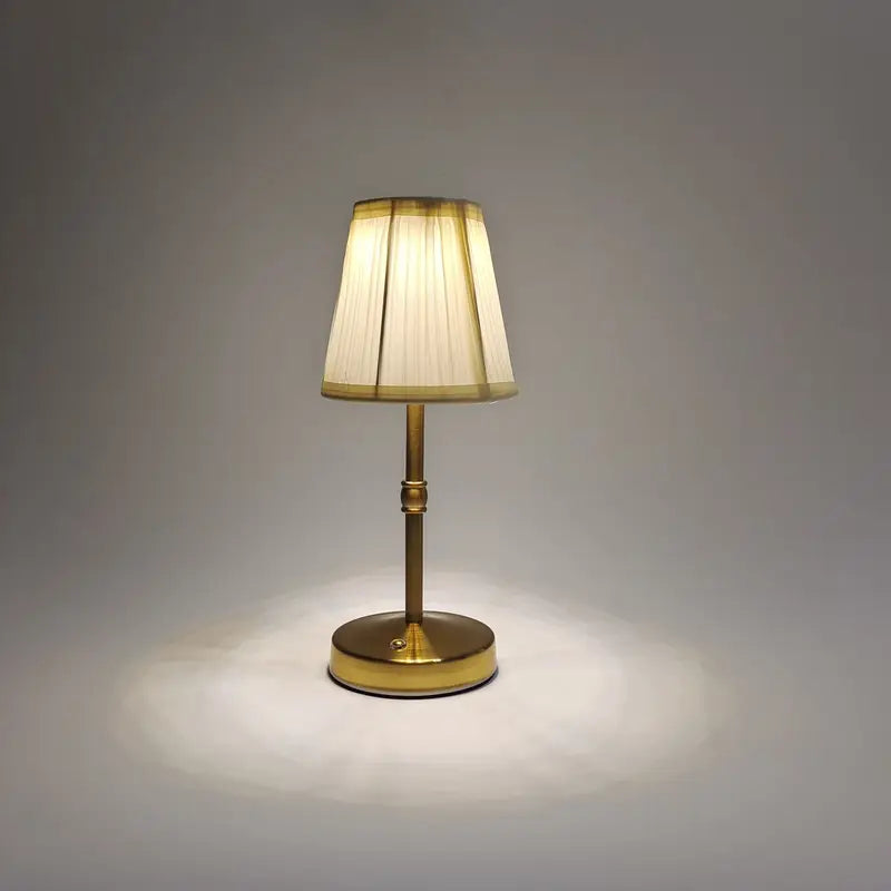 Wireless Rechargeable Table Lamp with Linen Shade and Brass Base