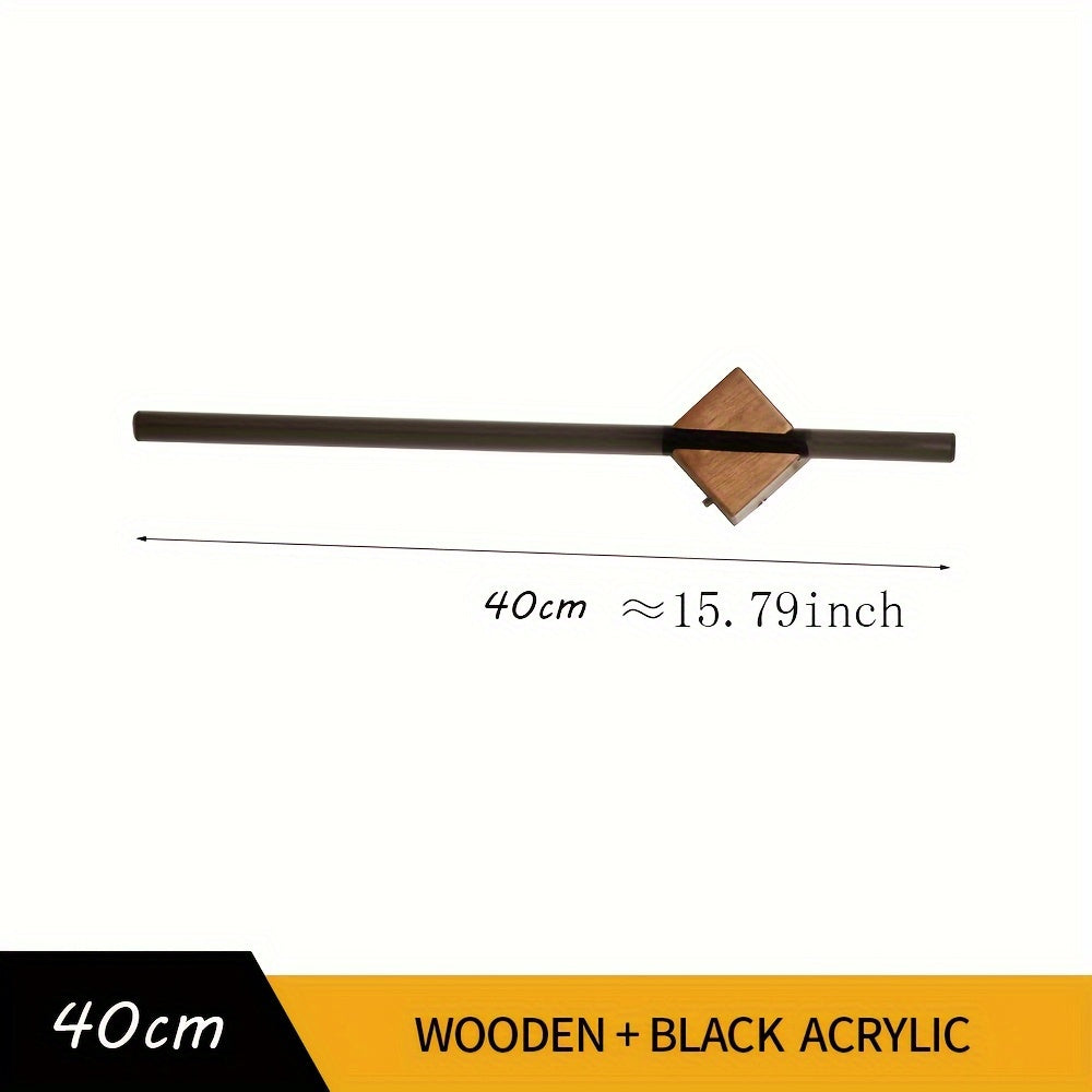 Black Acrylic Wall-Mounted Towel Bar with Wooden Base