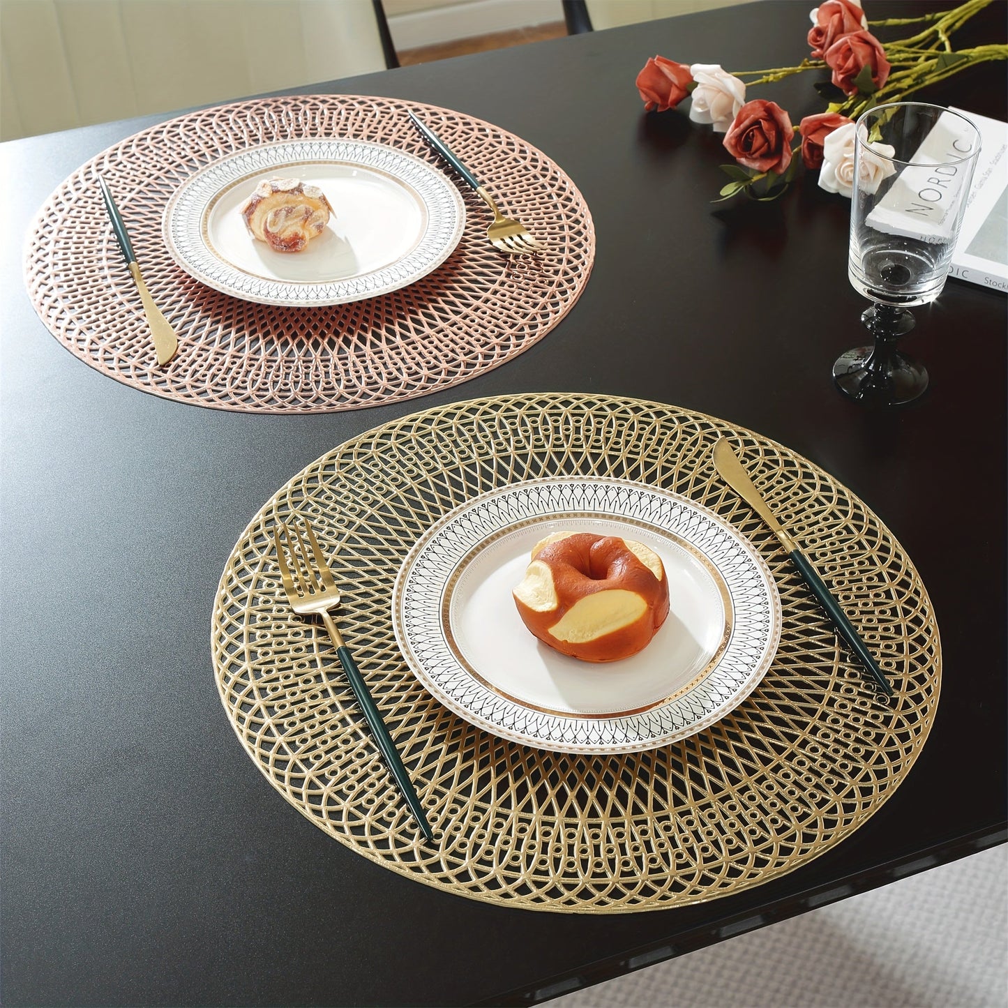 Round Geometric PVC Placemats - Heat-Resistant Elegant Table Mats