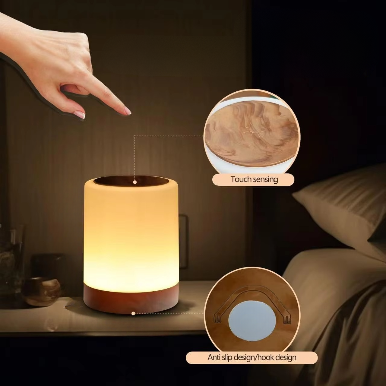 Color Changing Touch Table Lamp with Remote Control and Rechargeable Battery