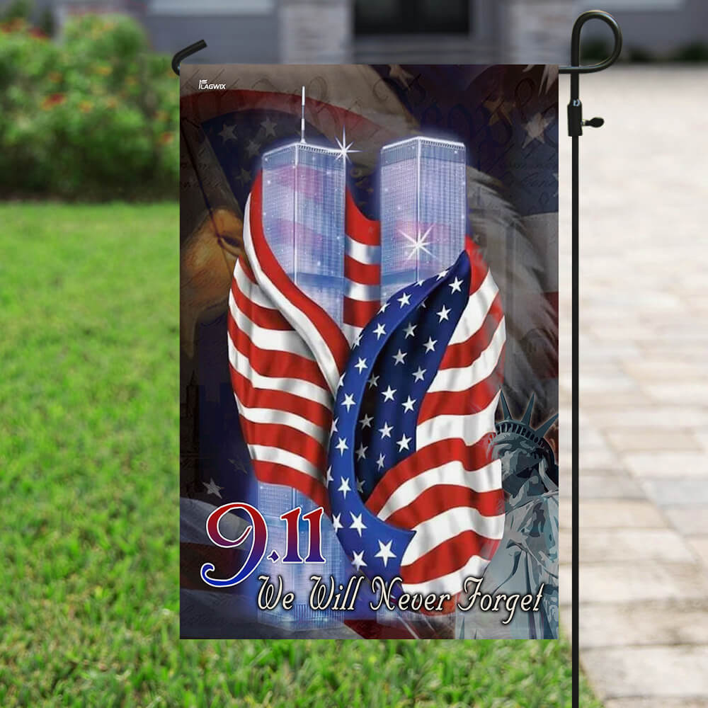 September 11th Never Forget Patriotic Flag - Double-Sided Canvas