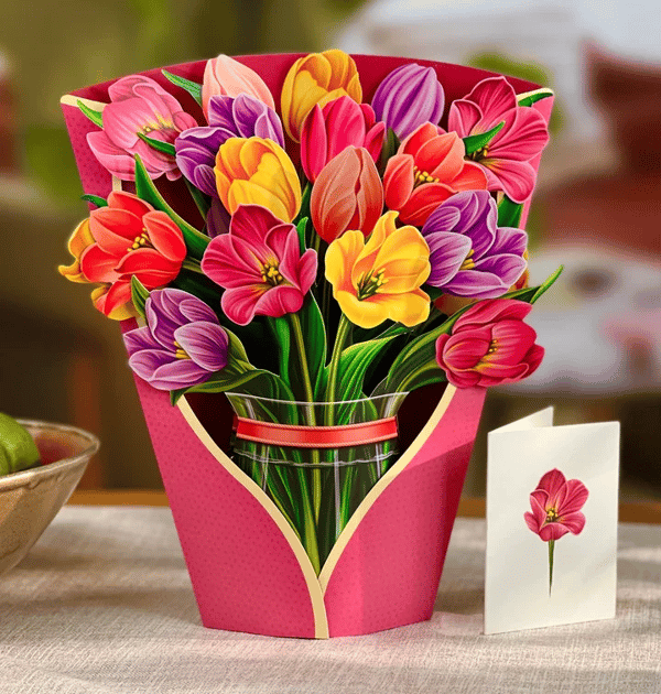 Realistic Pop-up Flower Art with Free Greeting Card