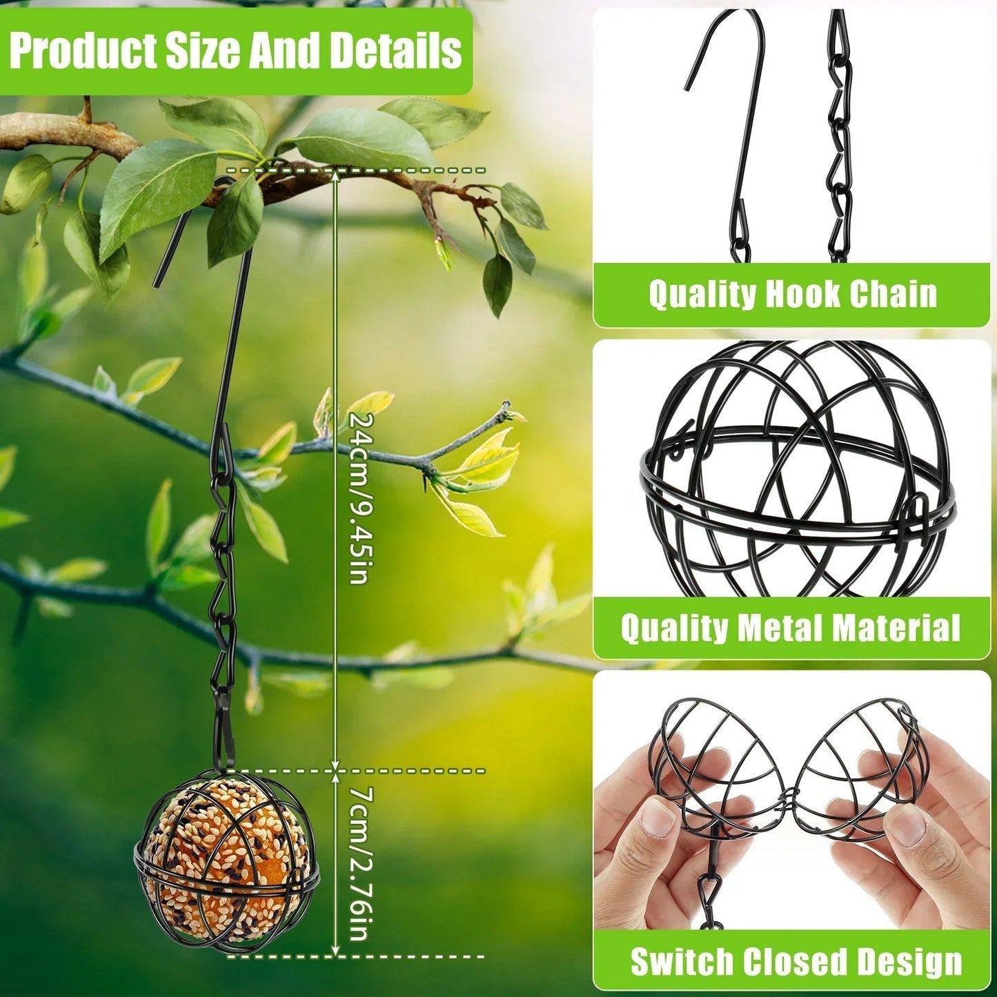 Stainless Steel 4-Part Bird Feeder Set for Garden and Balcony