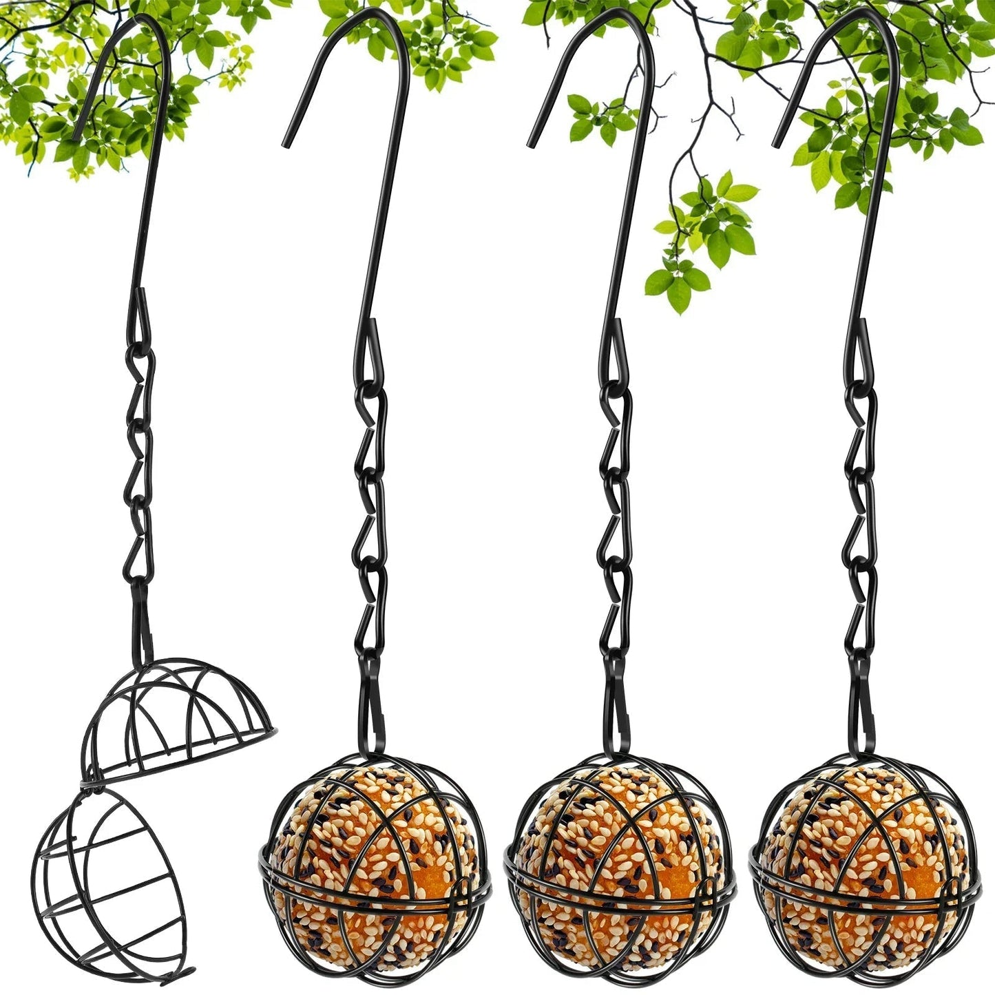 Stainless Steel 4-Part Bird Feeder Set for Garden and Balcony
