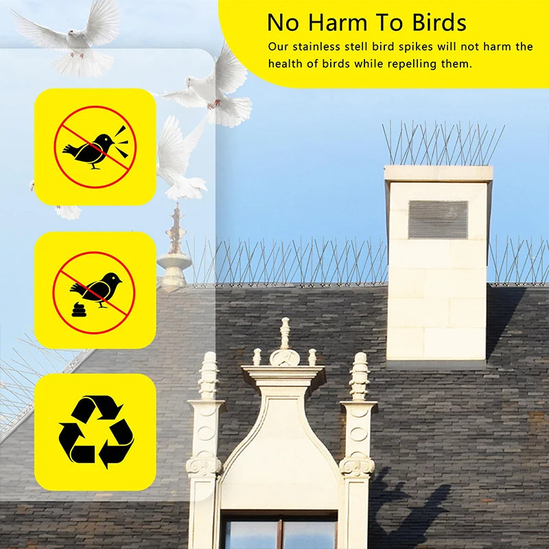 Stainless Steel Bird Deterrent Spikes for Outdoor Use