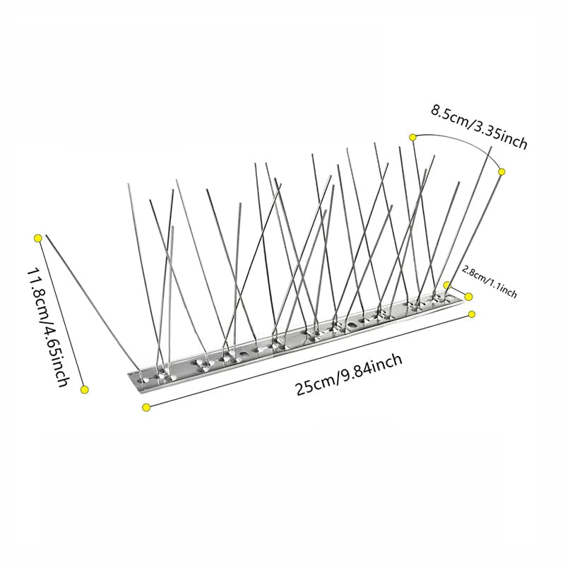 Stainless Steel Bird Deterrent Spikes for Outdoor Use