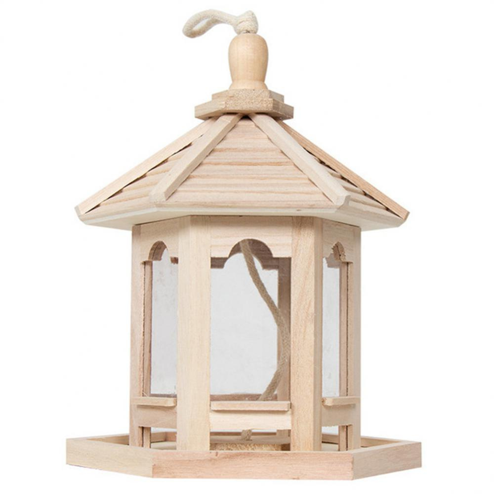 Wooden Transparent Bird Feeder with Easy Refill Design