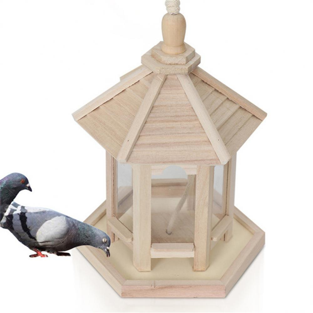 Wooden Transparent Bird Feeder with Easy Refill Design