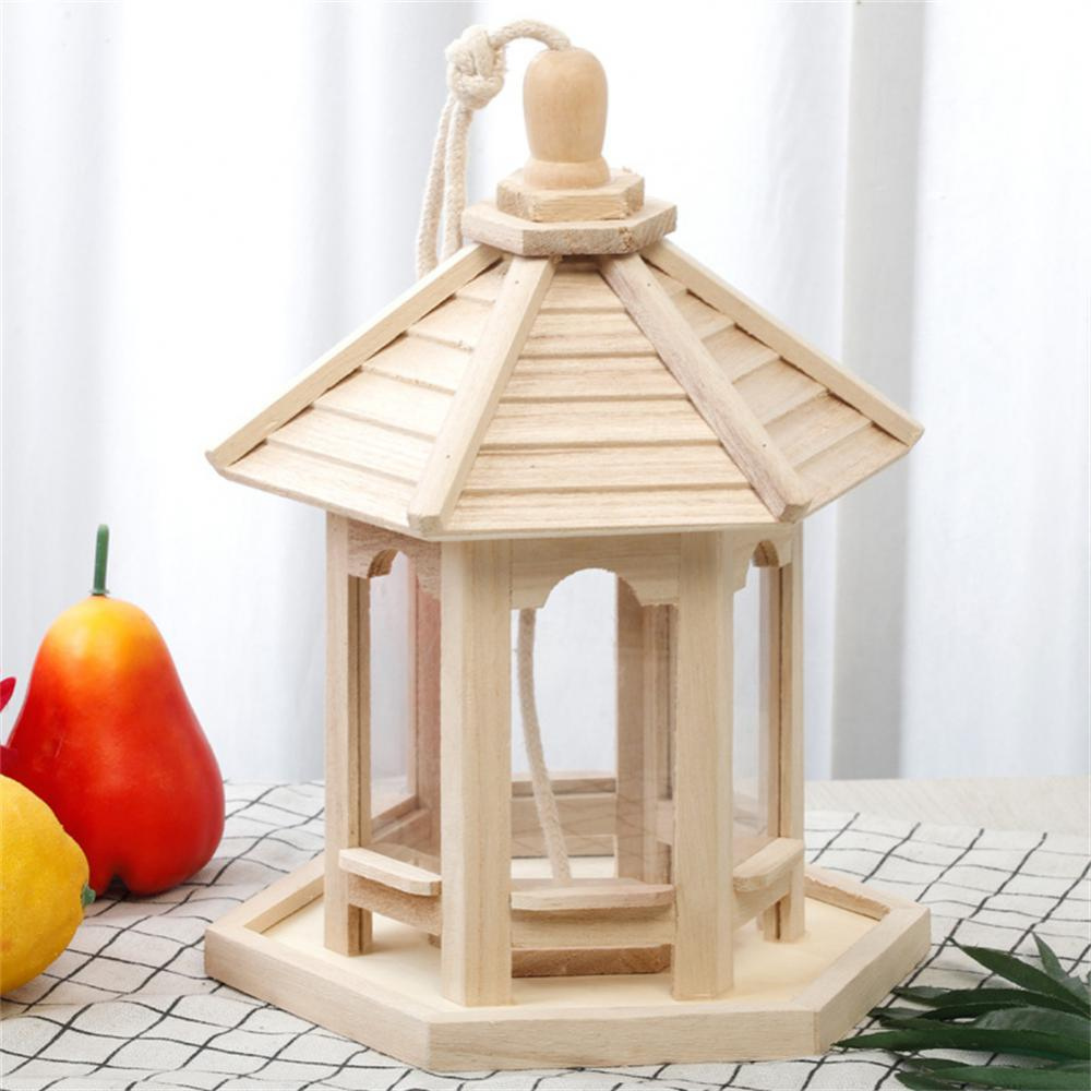 Wooden Transparent Bird Feeder with Easy Refill Design
