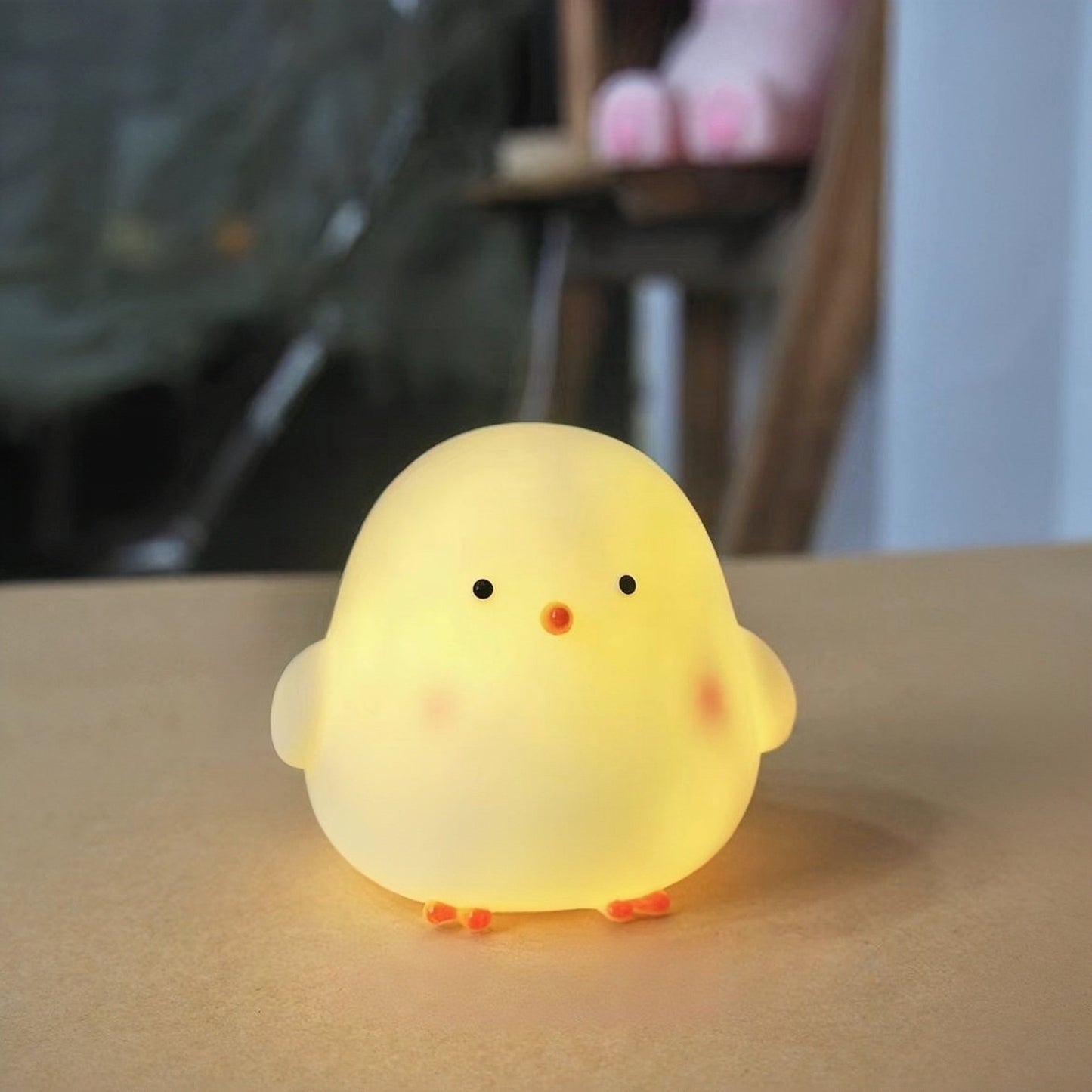 Cordless LED Chick Table Lamp with Rustic Design