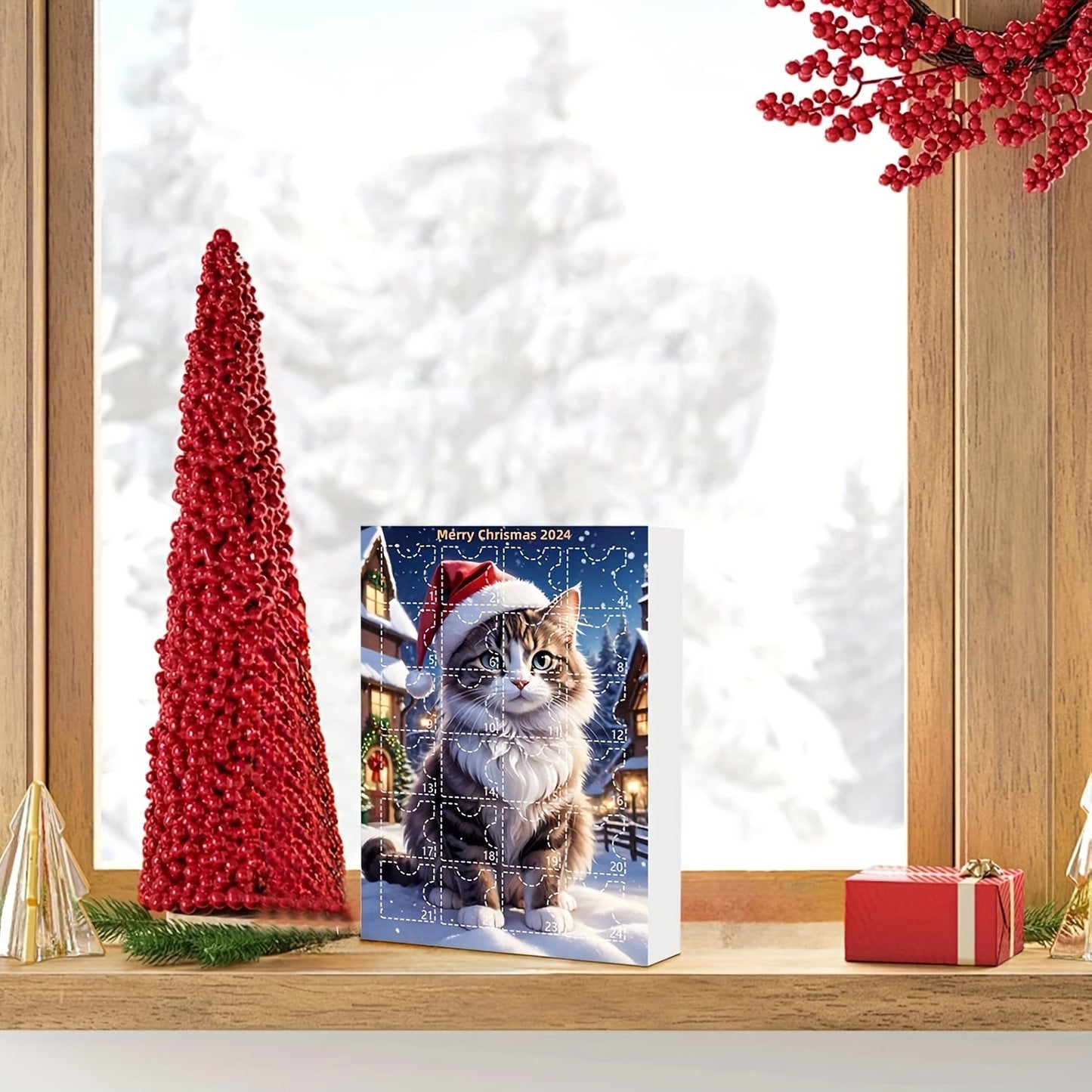 Cat Advent Calendar with Daily Ornaments for Christmas