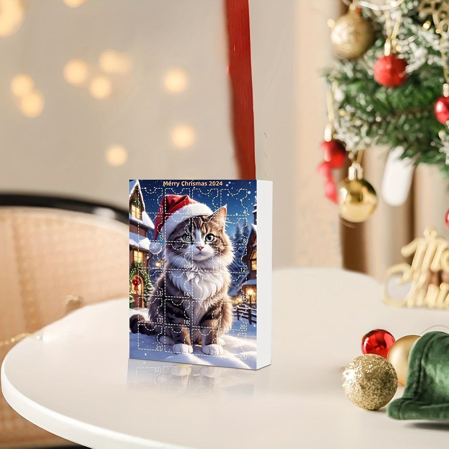 Cat Advent Calendar with Daily Ornaments for Christmas