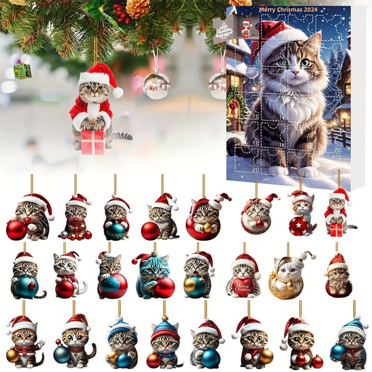 Cat Advent Calendar with Daily Ornaments for Christmas
