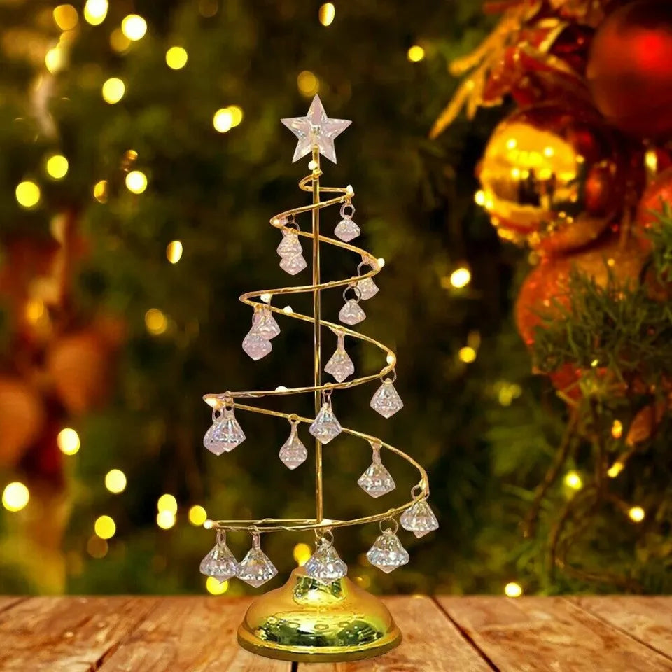 LED Spiral Christmas Table Lamp with Crystal Accents
