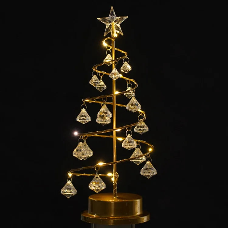 LED Spiral Christmas Table Lamp with Crystal Accents