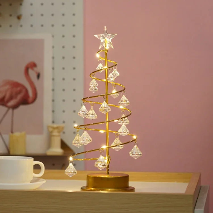 LED Spiral Christmas Table Lamp with Crystal Accents