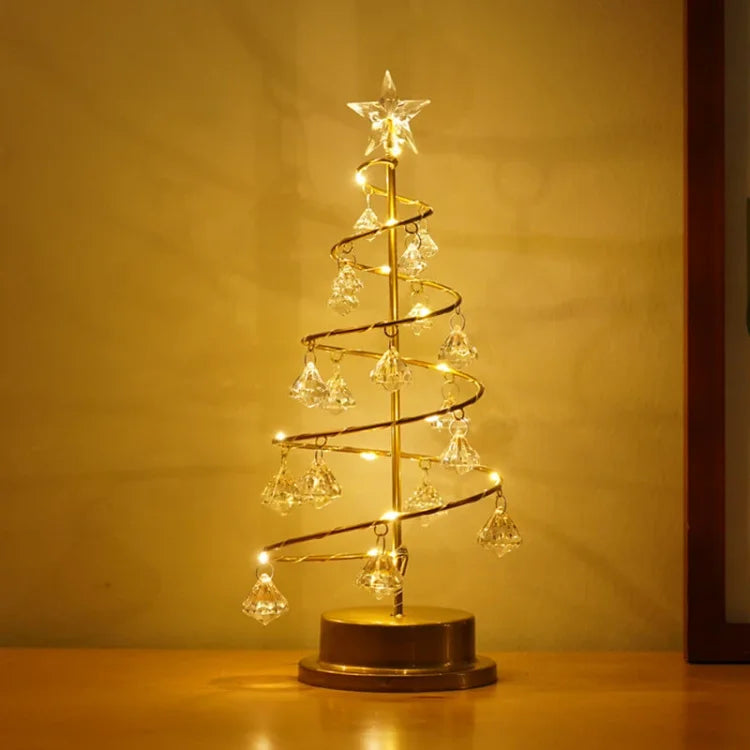 LED Spiral Christmas Table Lamp with Crystal Accents