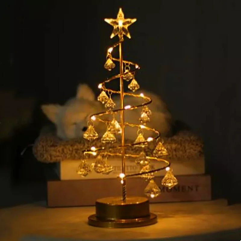 LED Spiral Christmas Table Lamp with Crystal Accents