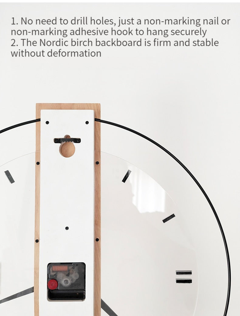 Solid Wood Nordic Wall Clock 40cm with Silent Sweep Movement