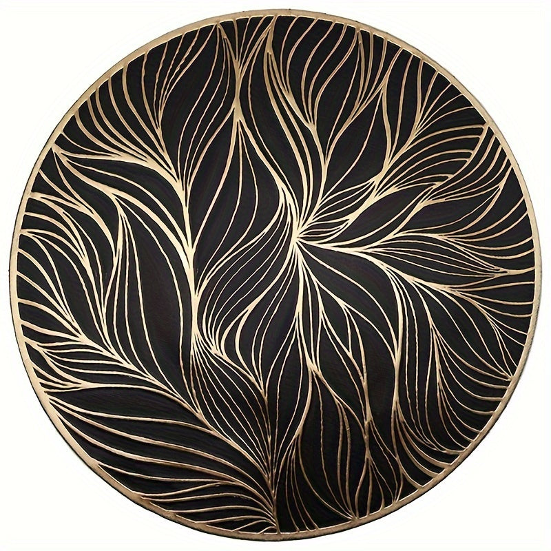 Round Heat-Resistant PVC Placemats with Gold Foil Design